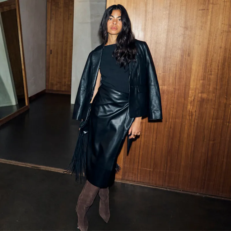 Black Leather Blazer sold by Never Fully Dressed