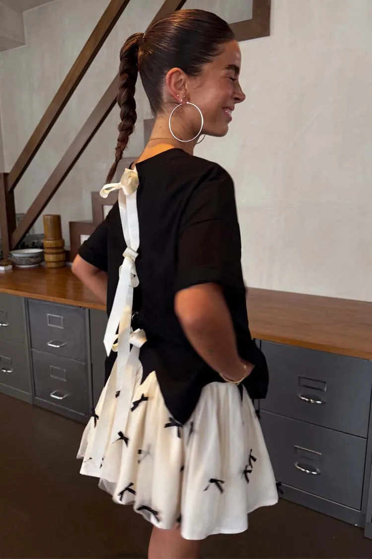 Black Bow Mini Monika Skirt sold by Never Fully Dressed product image thumbnail 2