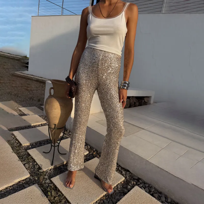 Silver Sequin Diva Trouser sold by Never Fully Dressed