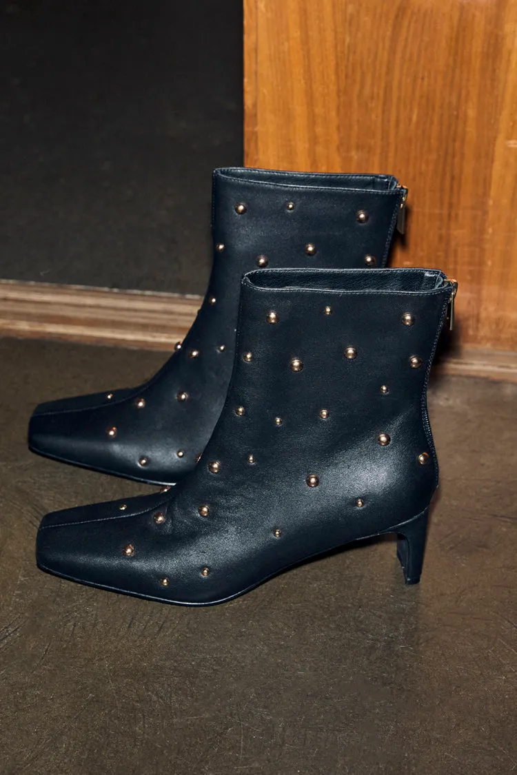 Black Leather Boots with Gold Studs sold by Never Fully Dressed product image thumbnail 2