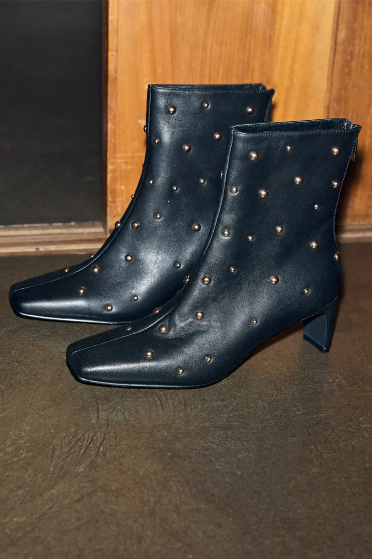 Black Leather Boots with Gold Studs sold by Never Fully Dressed product image thumbnail 3