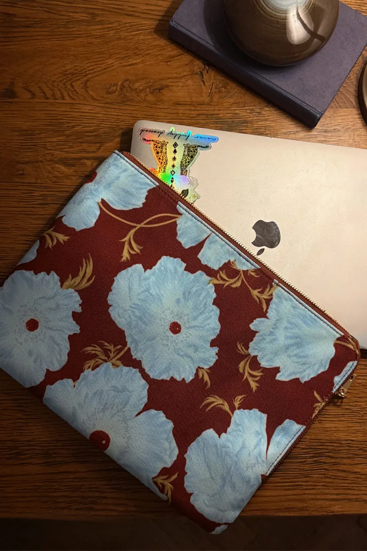 Blue & Burgundy Poppy Laptop Case sold by Never Fully Dressed product image thumbnail 2