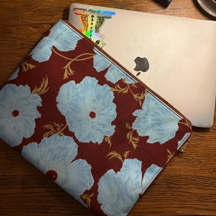 Blue & Burgundy Poppy Laptop Case sold by Never Fully Dressed