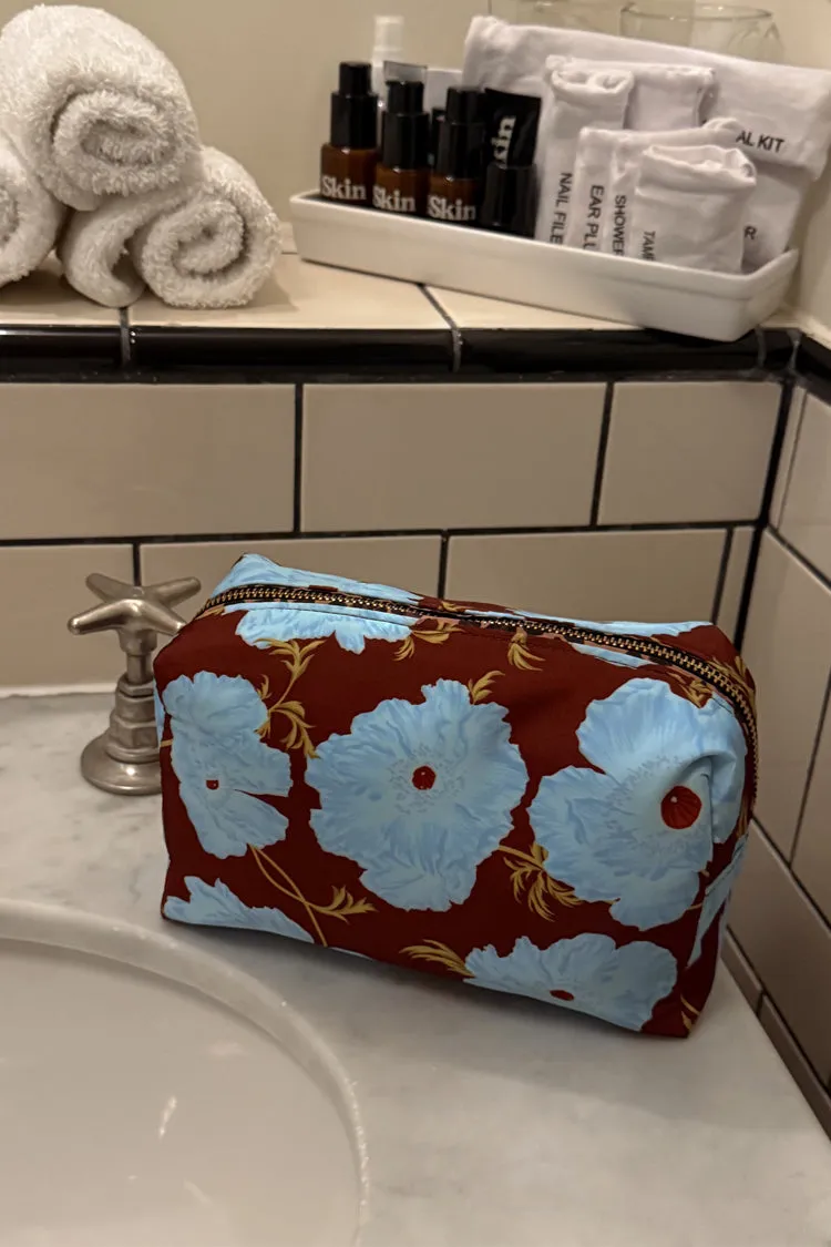 Blue & Burgundy Poppy Reversible Make Up Bag sold by Never Fully Dressed product image thumbnail 4