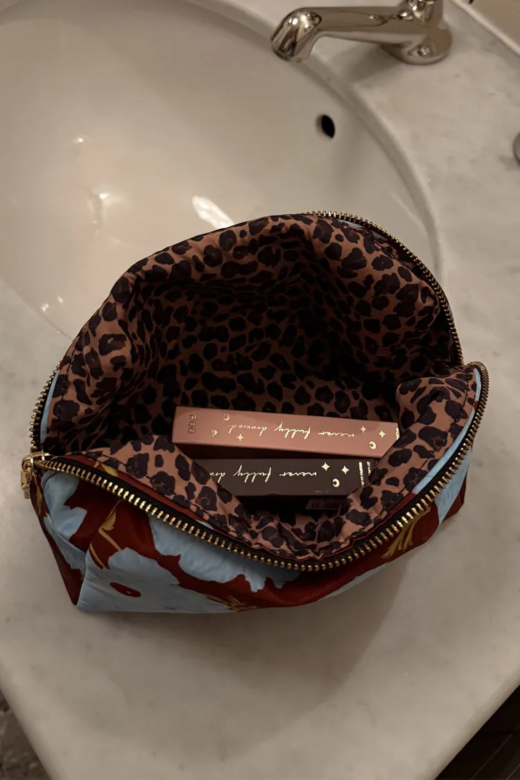 Blue & Burgundy Poppy Reversible Make Up Bag sold by Never Fully Dressed product image thumbnail 5