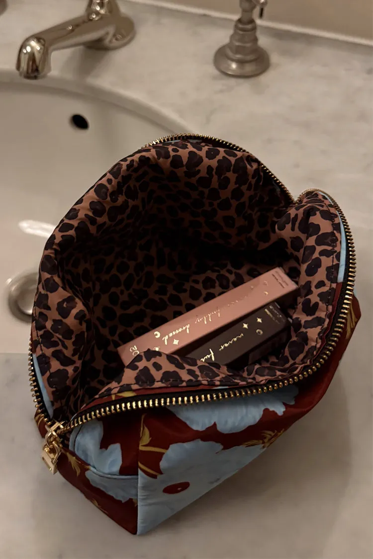 Blue & Burgundy Poppy Reversible Make Up Bag sold by Never Fully Dressed product image thumbnail 3