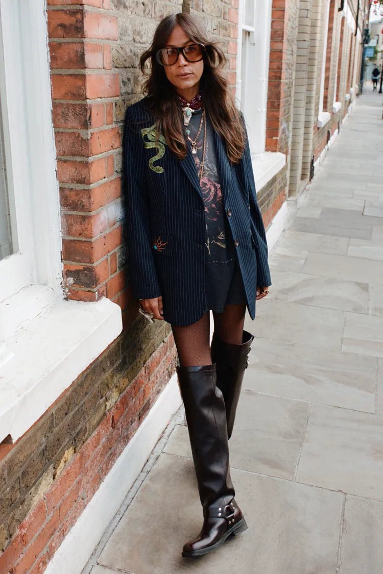 Navy Pinstripe Taylor Blazer sold by Never Fully Dressed product image thumbnail 2