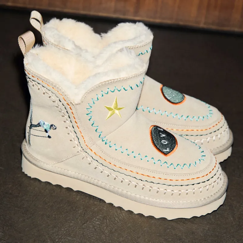 Stone Embroidered Suede Boots sold by Never Fully Dressed