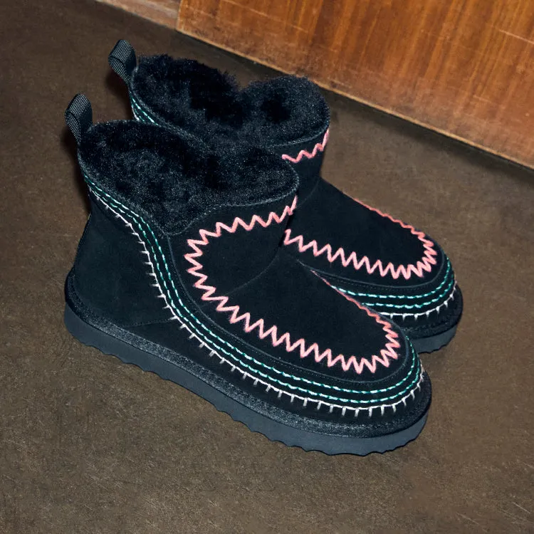 Black Stitch Suede Boots sold by Never Fully Dressed