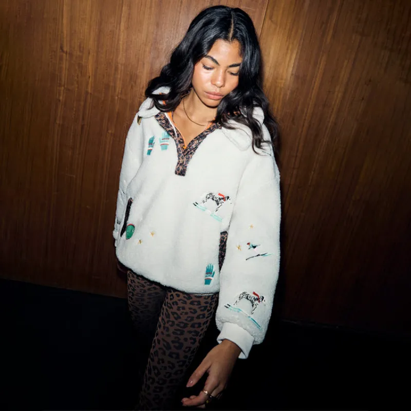 Ecru Embroidered Borg Top sold by Never Fully Dressed