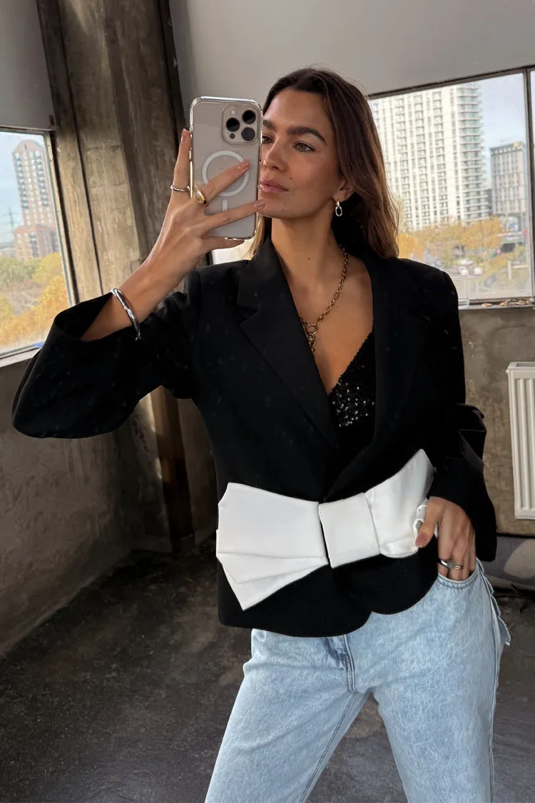 Black Bow Crop Blazer sold by Never Fully Dressed product image thumbnail 2