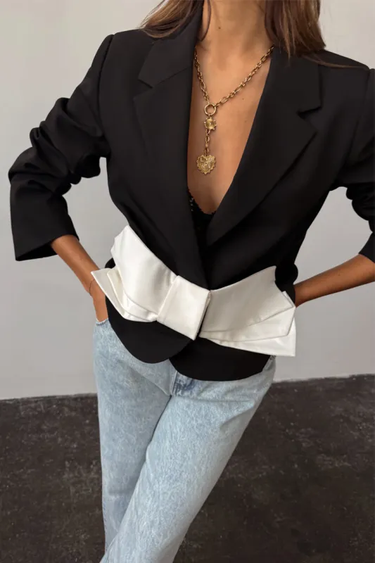 Black Bow Crop Blazer sold by Never Fully Dressed