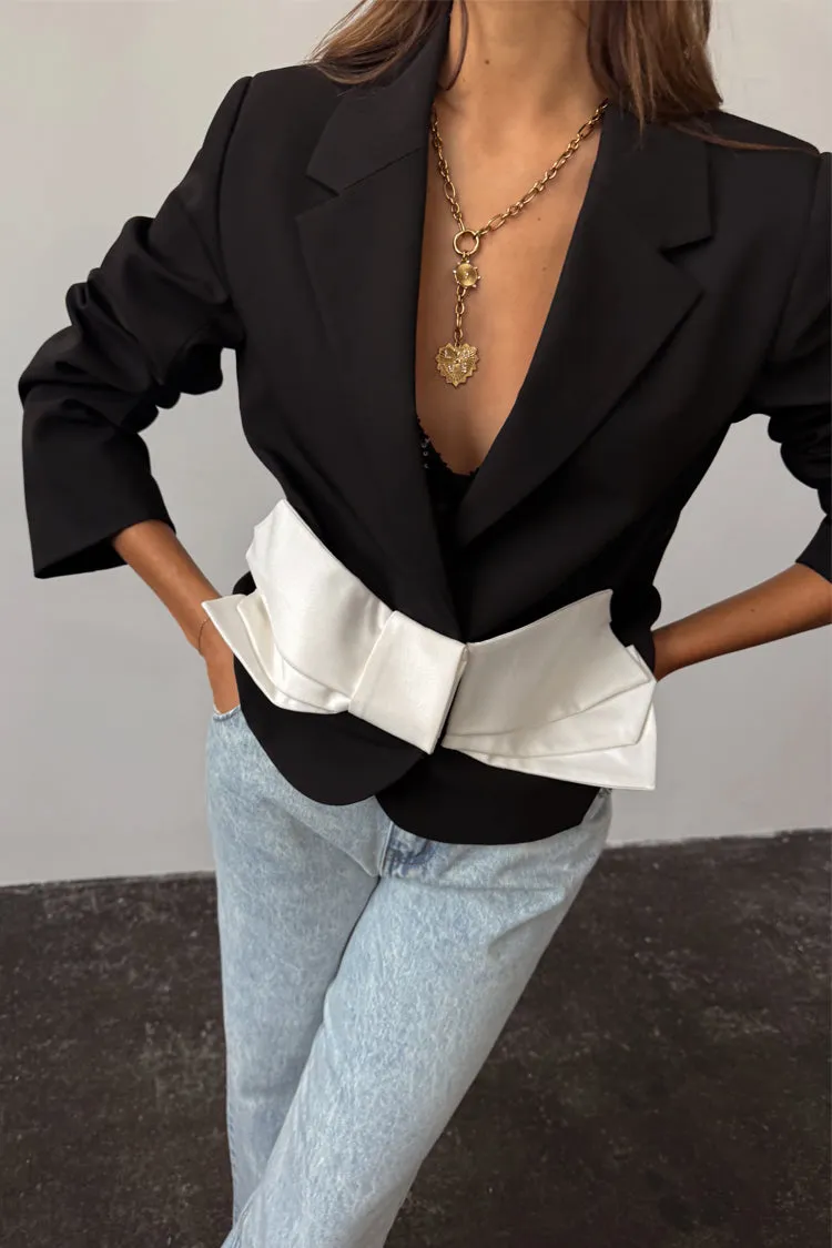 Black Bow Crop Blazer sold by Never Fully Dressed