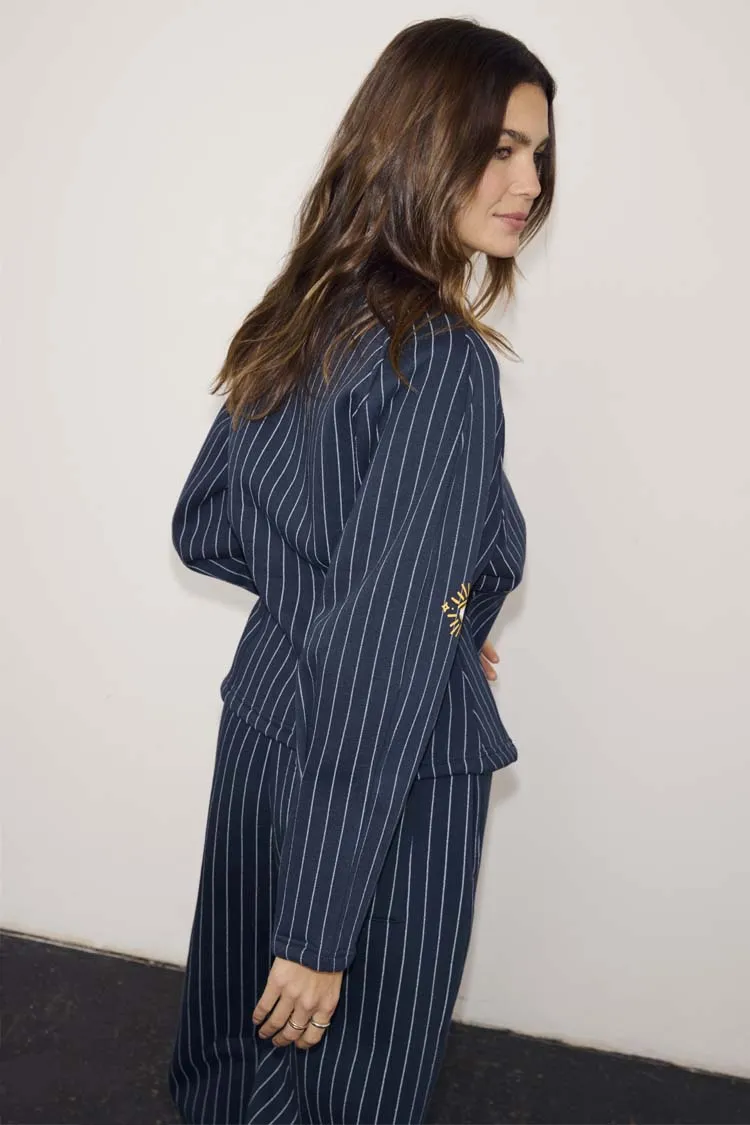 Navy Pinstripe Barrel Sweatshirt sold by Never Fully Dressed product image thumbnail 5