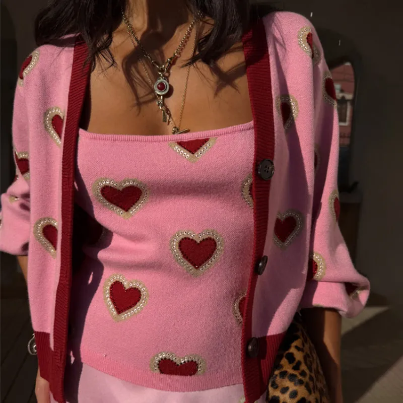 Pink Hearts Knit Tank sold by Never Fully Dressed