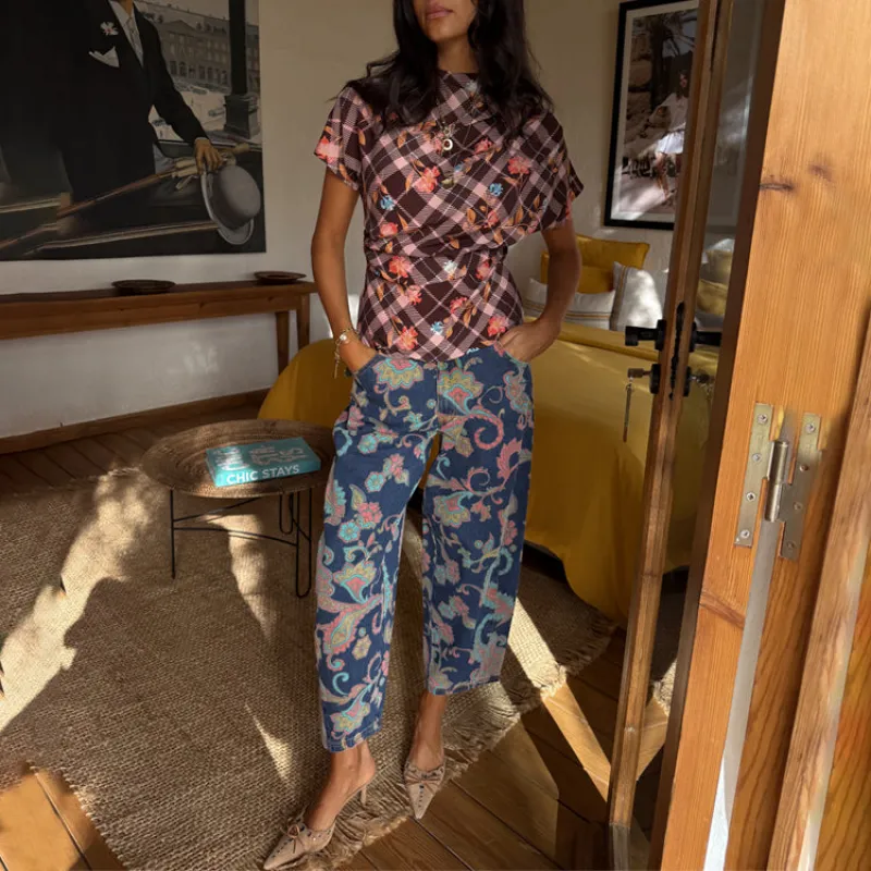 Denim Paisley Barrel Leg Jeans Petite sold by Never Fully Dressed