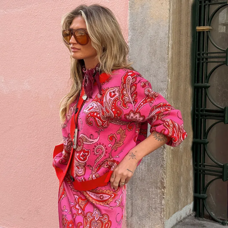 Pink Paisley Oslo Cardigan made by Never Fully Dressed