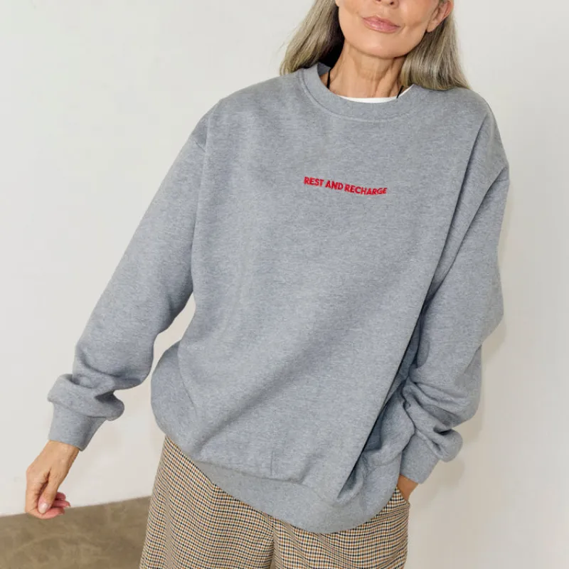 Grey Rest and Recharge Jumper sold by Never Fully Dressed