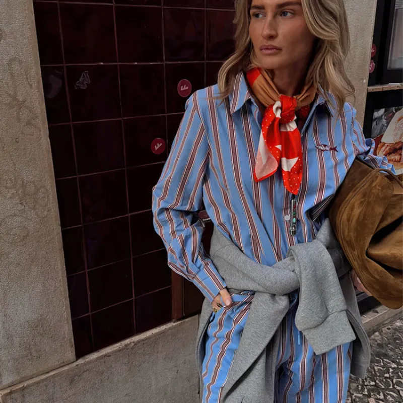 Blue Cotton Stripe Miley Shirt sold by Never Fully Dressed