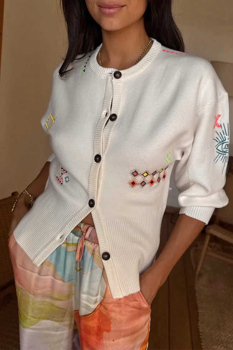 Cream Neon Embroidered Darcy Cardigan sold by Never Fully Dressed product image thumbnail 5