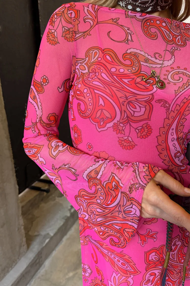 Pink Paisley Mesh Dress sold by Never Fully Dressed product image thumbnail 3
