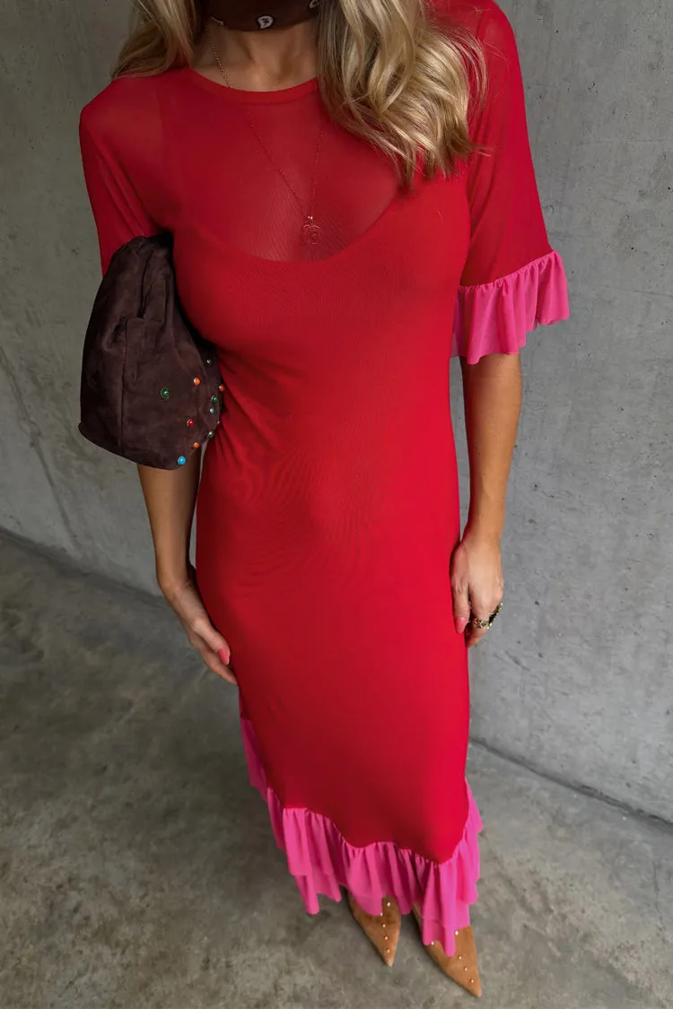 Red and Pink Katie Dress sold by Never Fully Dressed product image thumbnail 3
