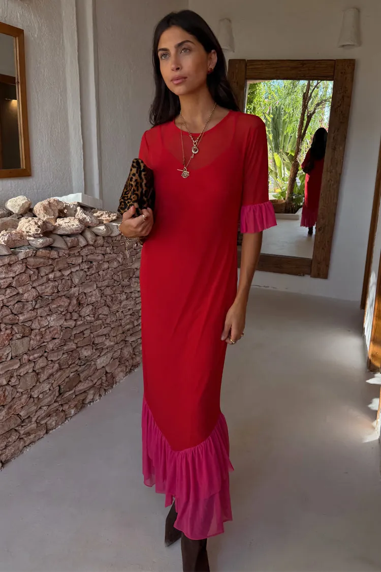 Red and Pink Katie Dress sold by Never Fully Dressed product image thumbnail 4