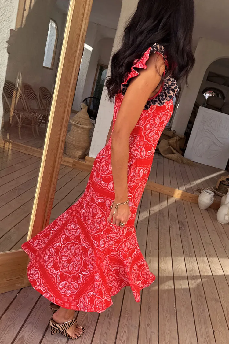 Red Bandana Remi Dress with Leopard Sleeve sold by Never Fully Dressed product image thumbnail 5