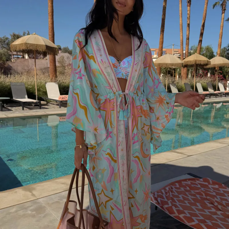 Blue Dreamer Maxi Kimono sold by Never Fully Dressed