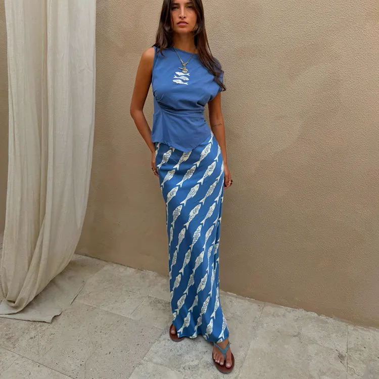 Blue Marina Dorris Skirt sold by Never Fully Dressed