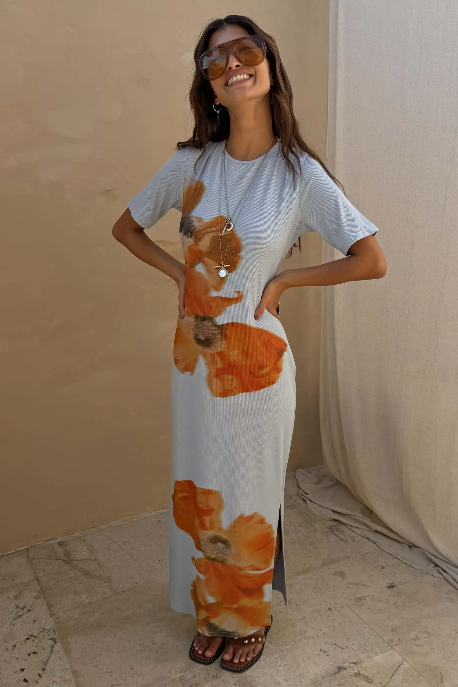 Ice Blue Floral Rib Dress sold by Never Fully Dressed product image thumbnail 2