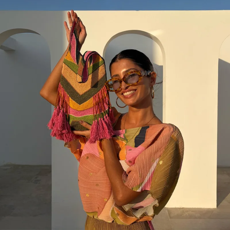 Abstract Beaded Fringe Bag sold by Never Fully Dressed