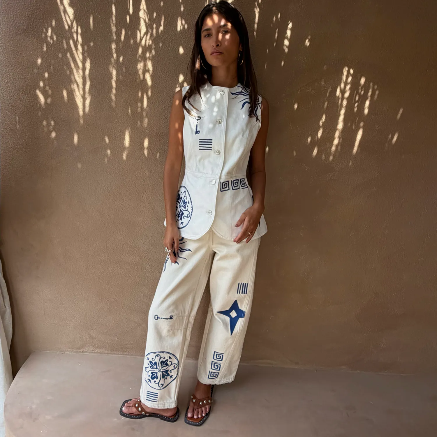 Dolce Vita Embroidered Denim Barrel Leg Jeans sold by Never Fully Dressed