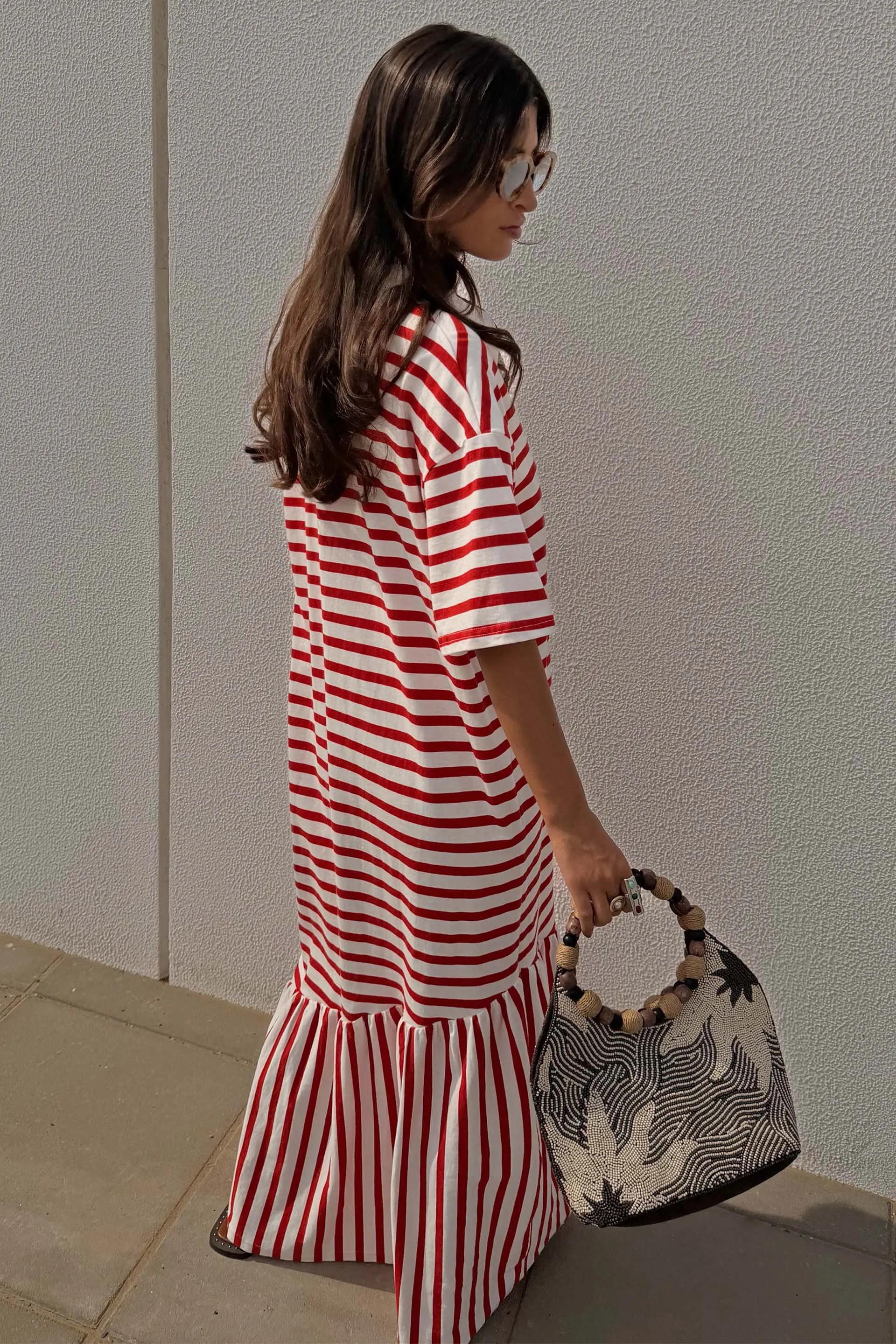 Red Stripe Jersey Dress sold by Never Fully Dressed product image thumbnail 4