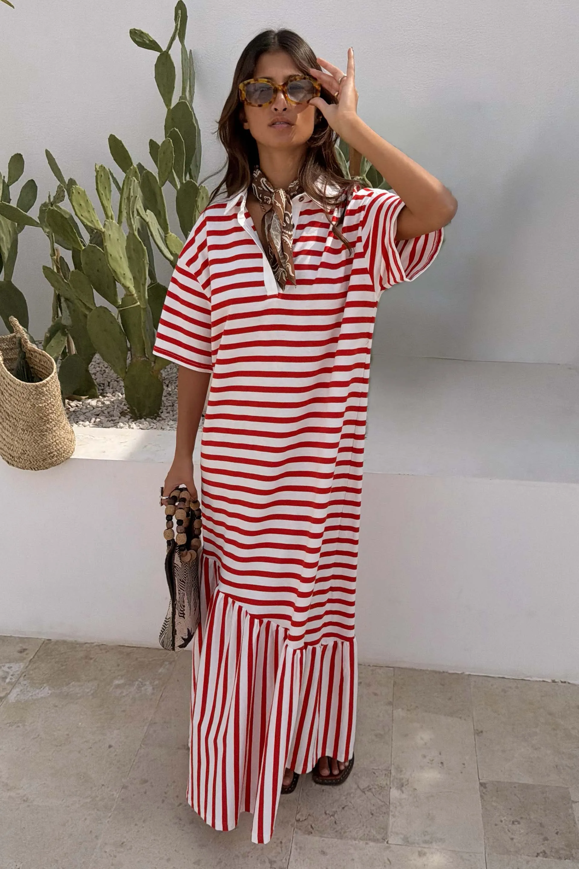 Red Stripe Jersey Dress sold by Never Fully Dressed product image thumbnail 2