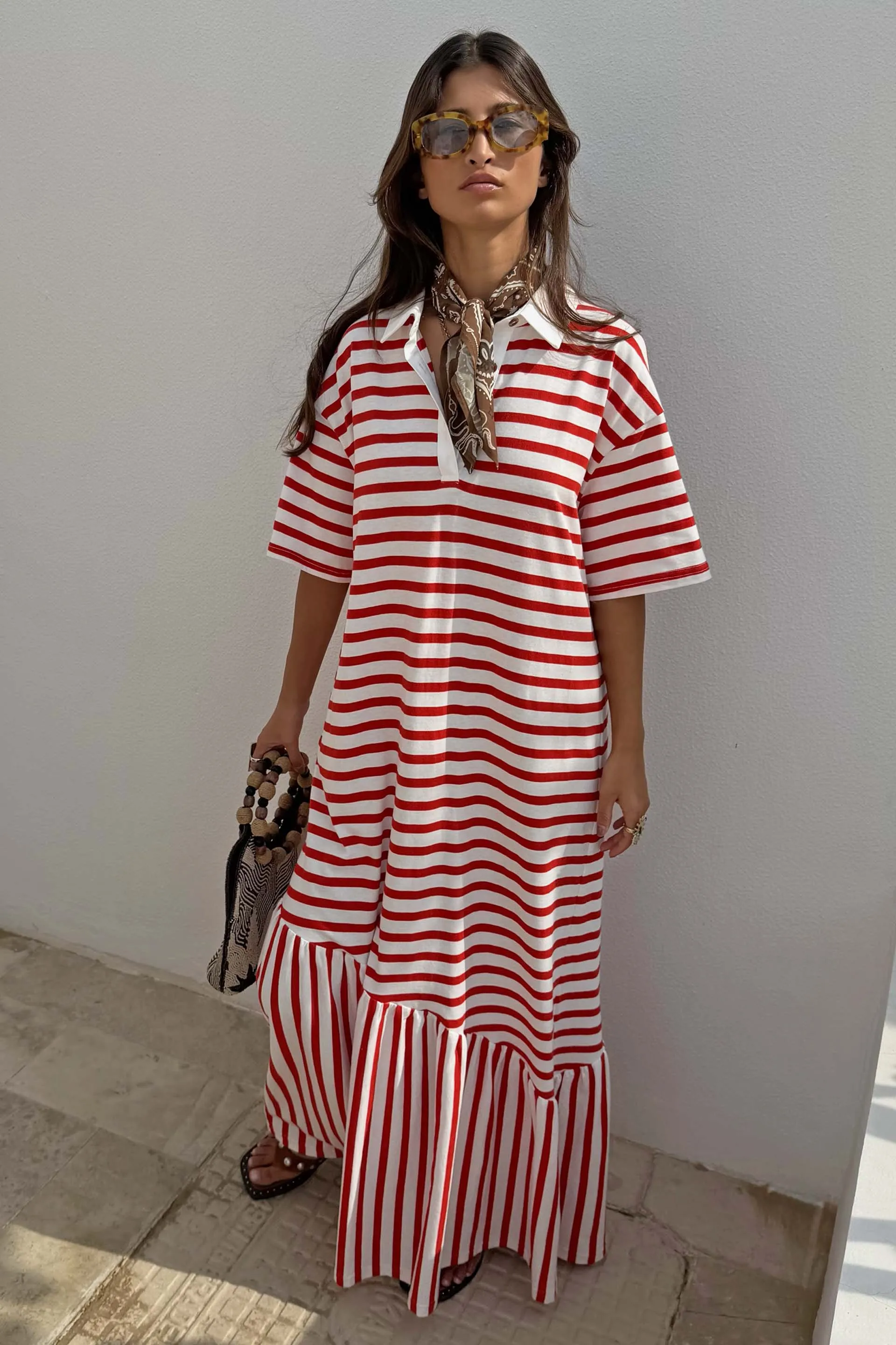 Red Stripe Jersey Dress sold by Never Fully Dressed product image thumbnail 5