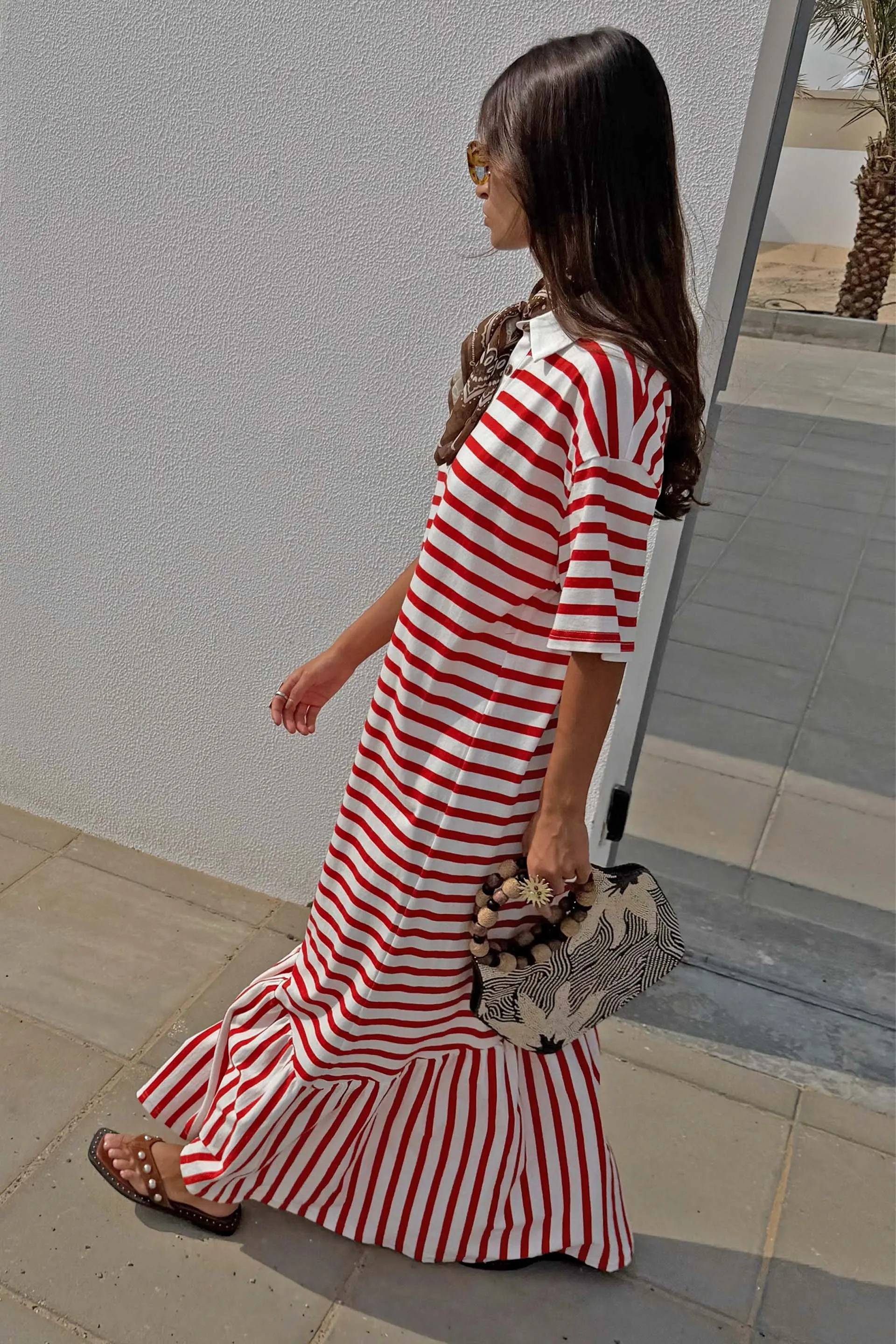 Red Stripe Jersey Dress sold by Never Fully Dressed product image thumbnail 3