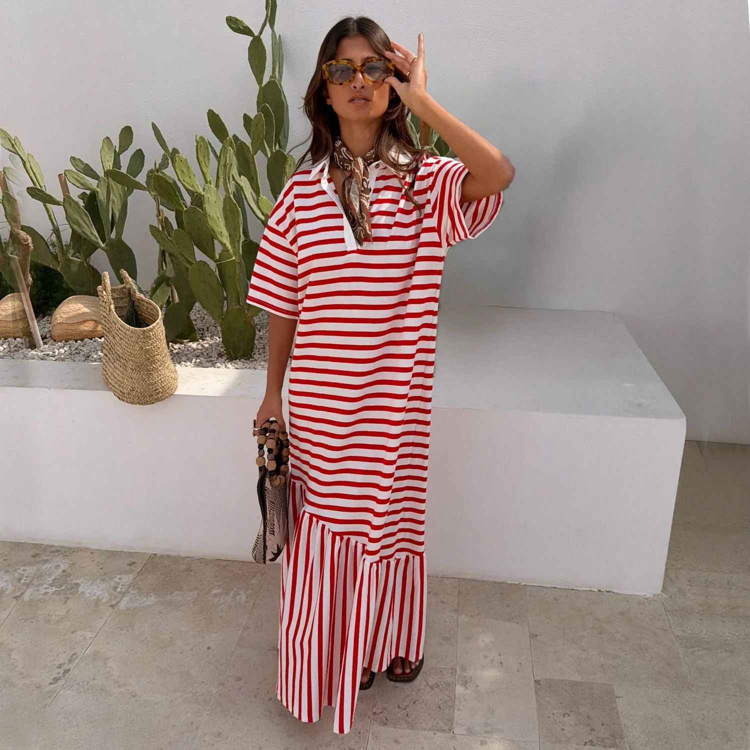 Red Stripe Jersey Dress sold by Never Fully Dressed