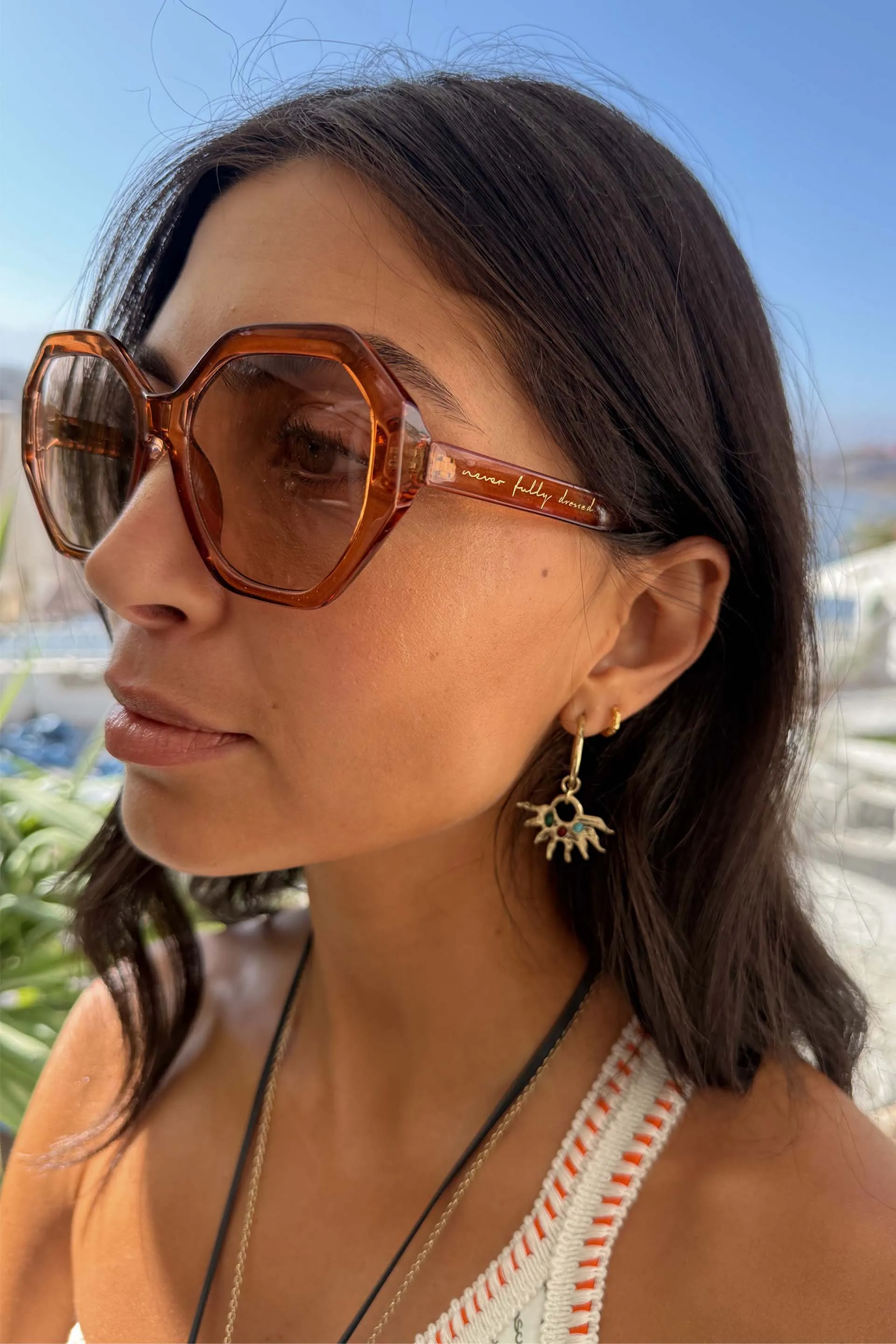 Hexagon Orange Sunglasses sold by Never Fully Dressed product image thumbnail 4