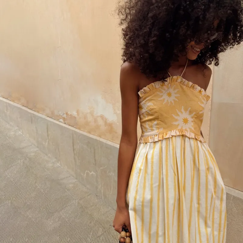 Yellow Stripe Ashley Dress made by Never Fully Dressed