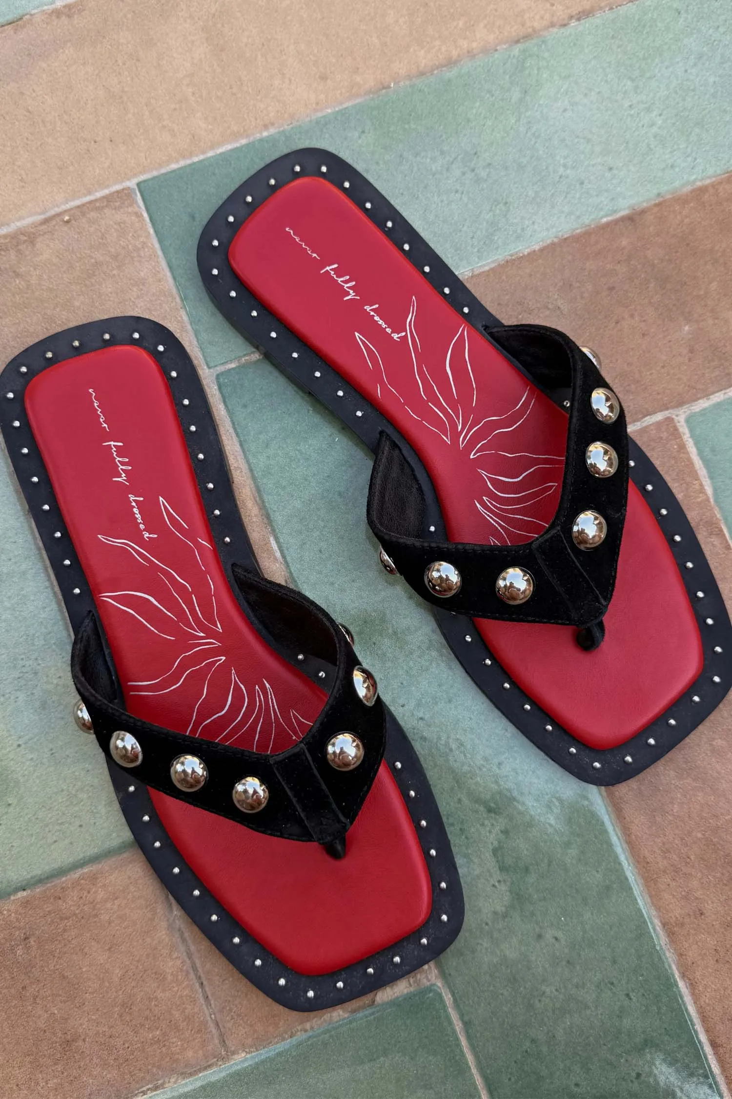 Black Leather Stud Sandals sold by Never Fully Dressed product image thumbnail 4