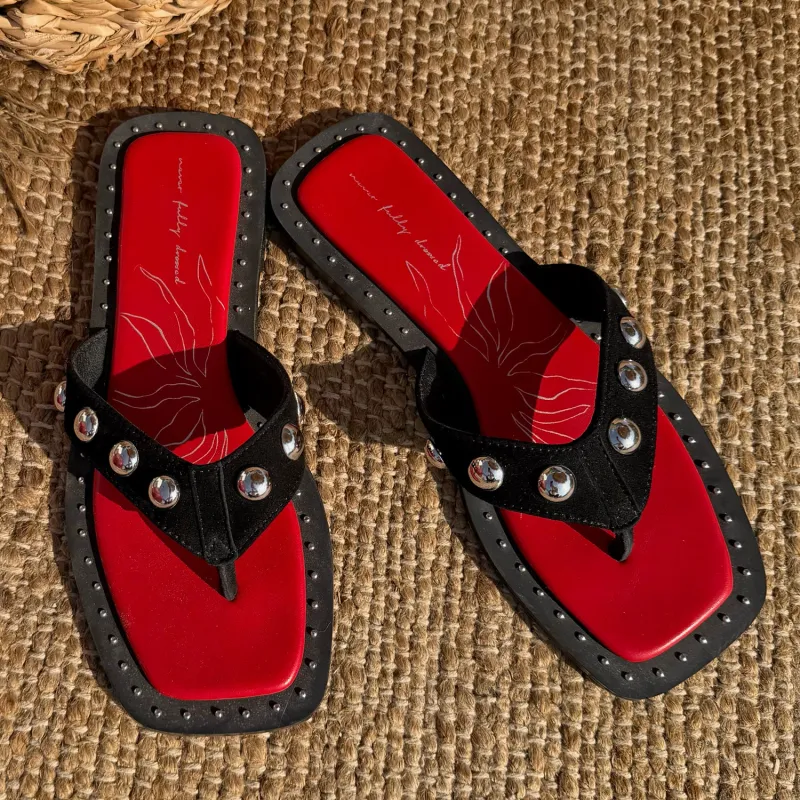 Black Leather Stud Sandals made by Never Fully Dressed