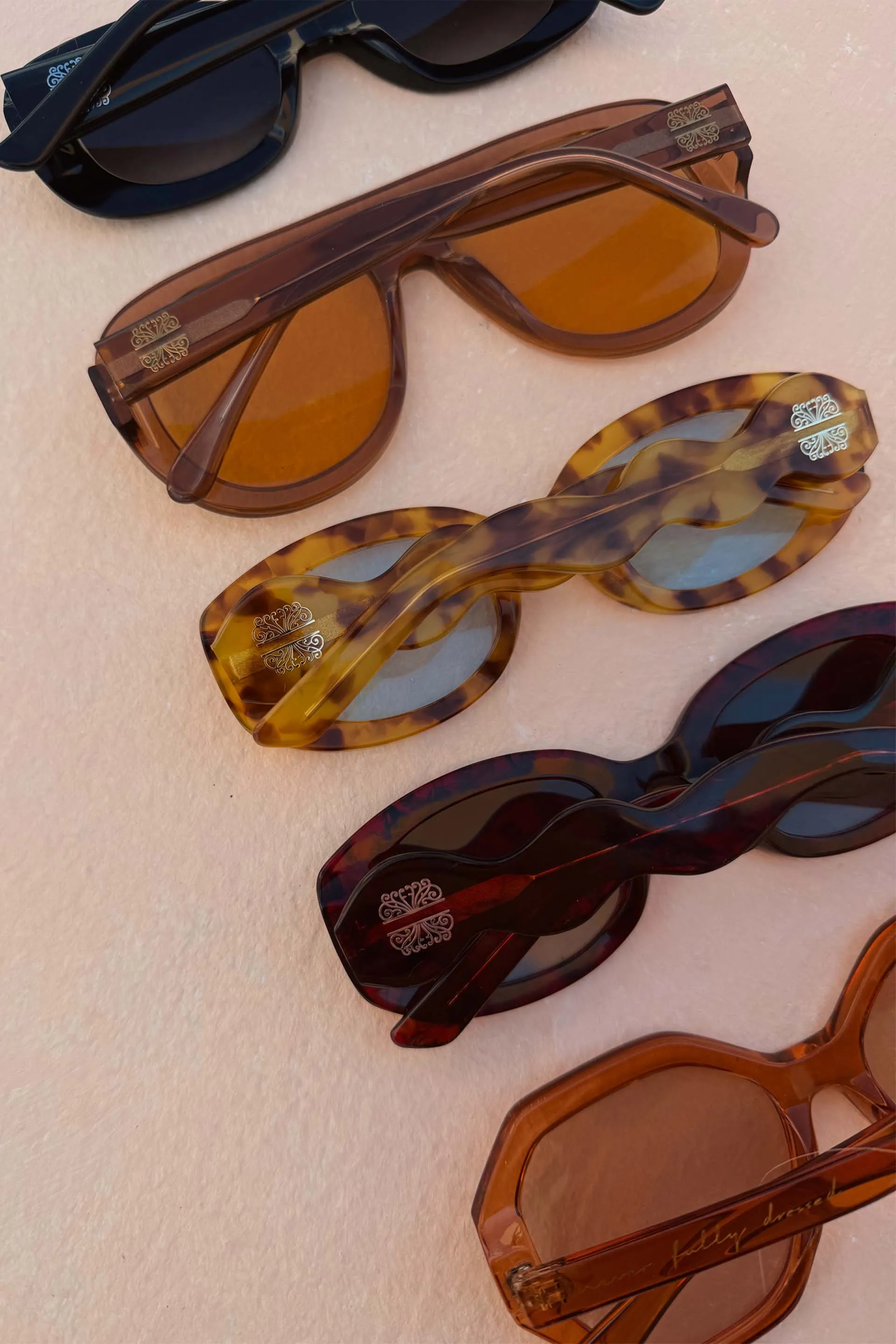 Yellow Tort Wiggle Arm Sunglasses sold by Never Fully Dressed product image thumbnail 4