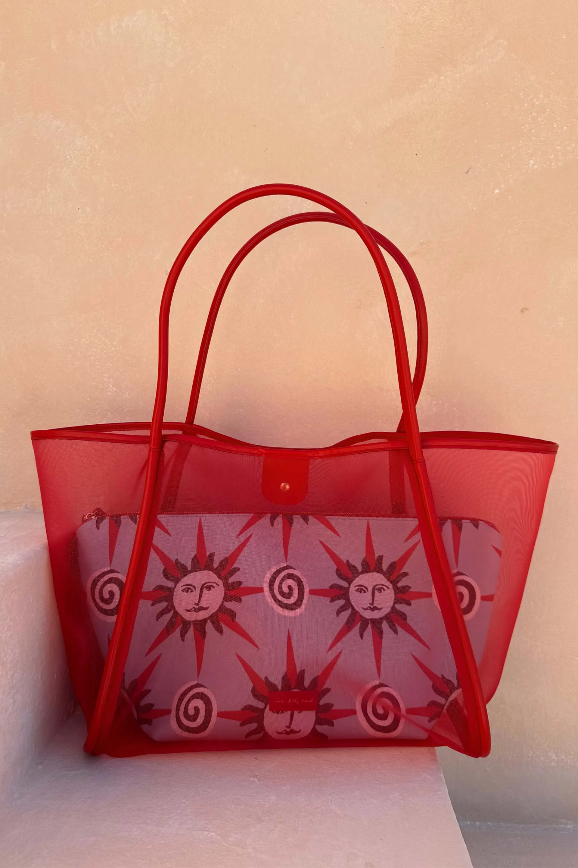 Red Mesh Tote Bag sold by Never Fully Dressed product image thumbnail 2