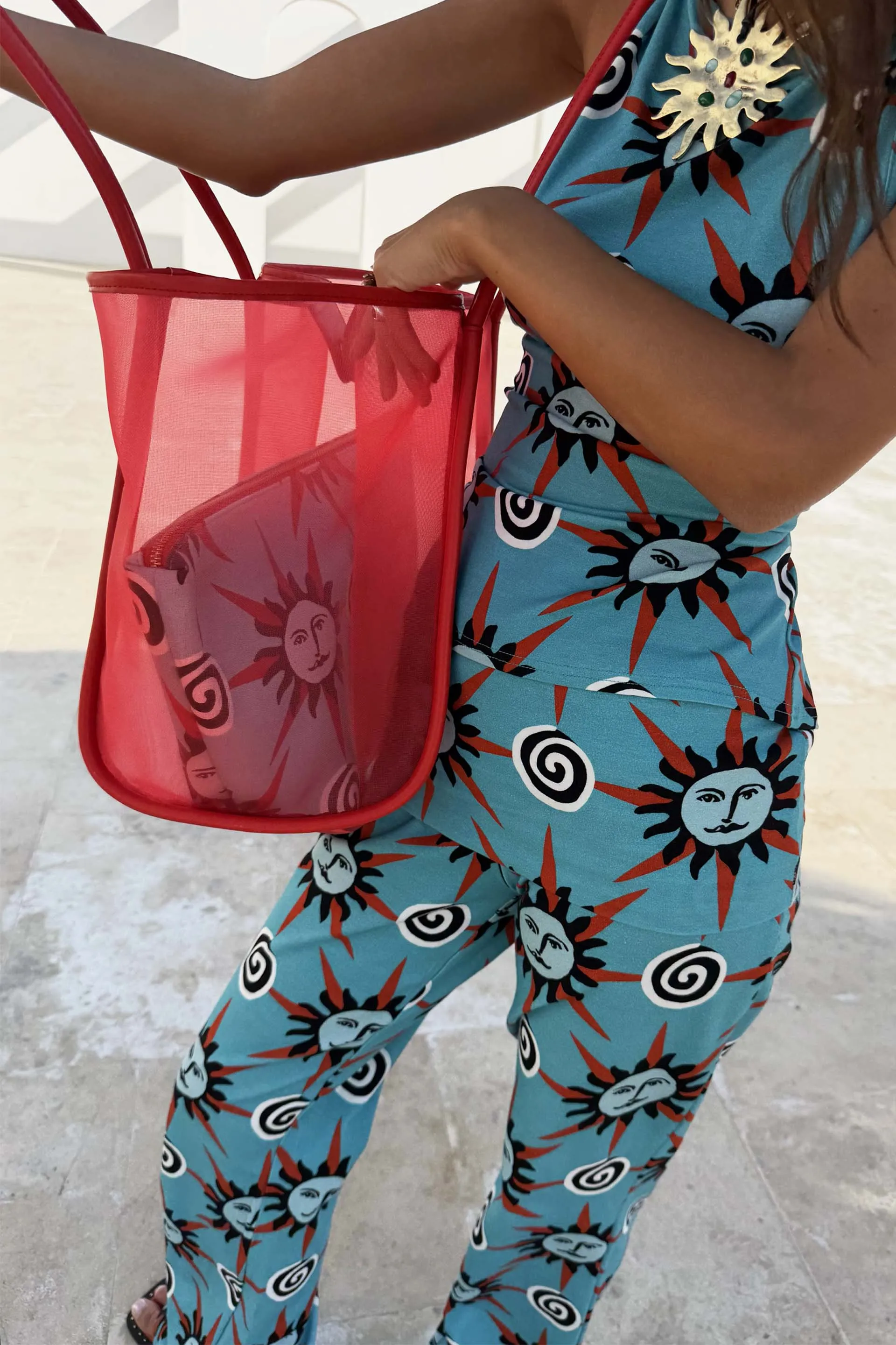 Red Mesh Tote Bag sold by Never Fully Dressed product image thumbnail 3