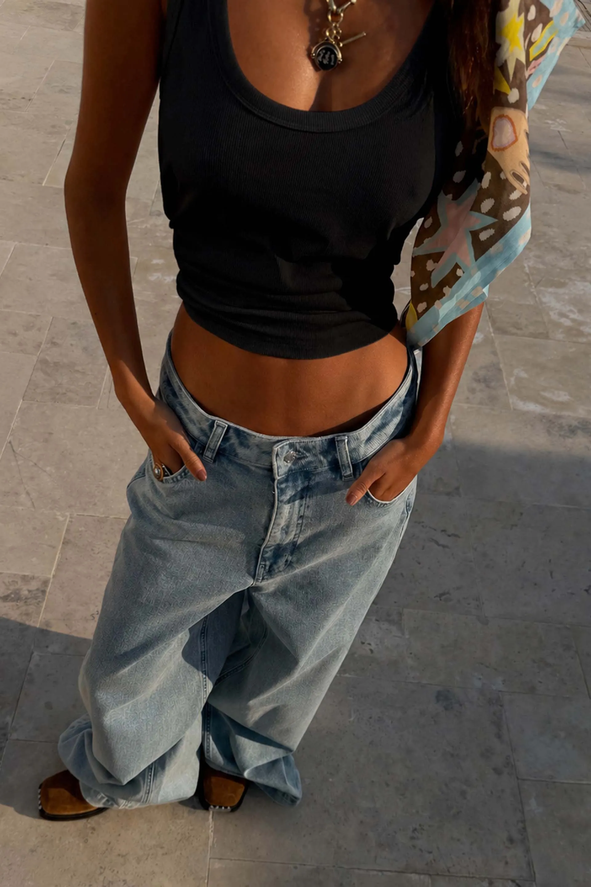 Black Scoop Neck Rib Tank sold by Never Fully Dressed product image thumbnail 4