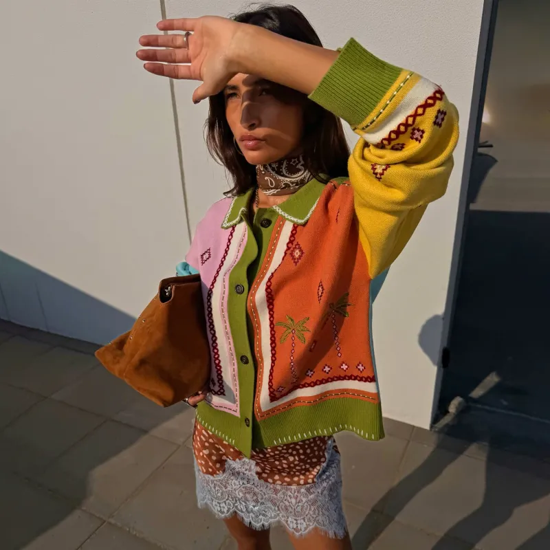 Geometric Palm Cardigan made by Never Fully Dressed