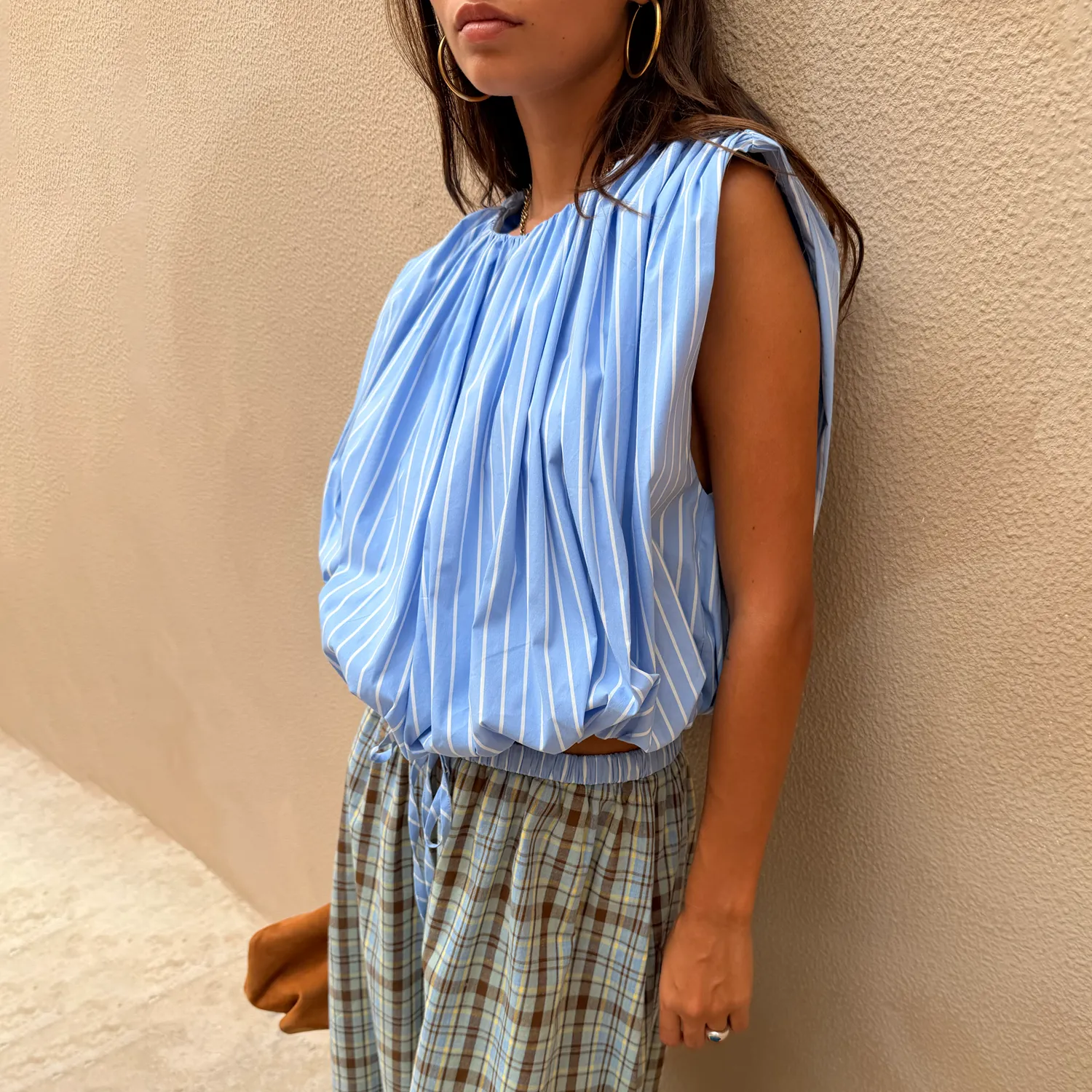Blue Stripe Bubble Top sold by Never Fully Dressed
