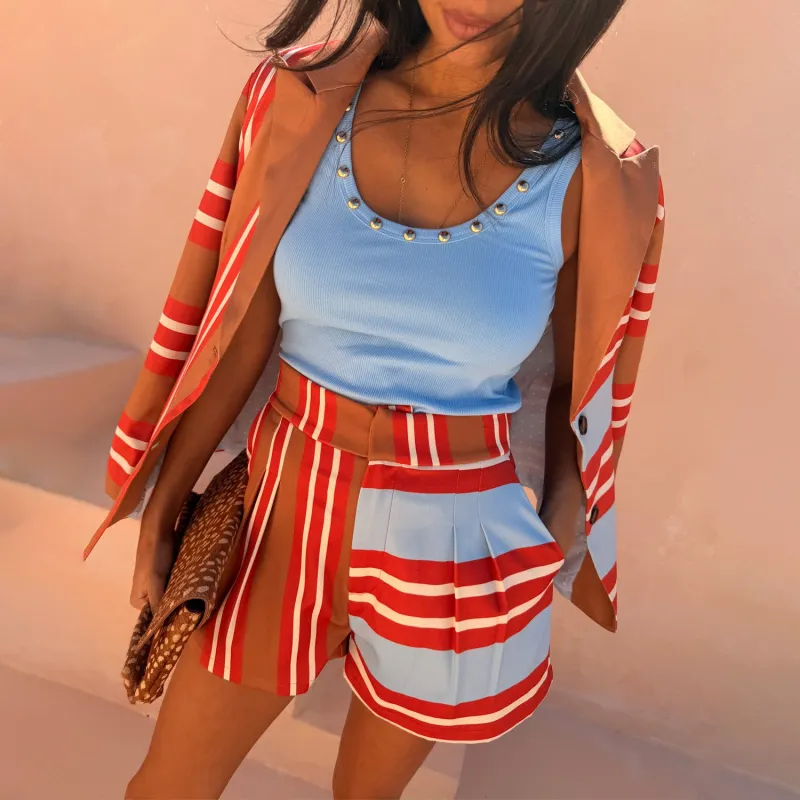 Multi Stripe Tate Shorts made by Never Fully Dressed