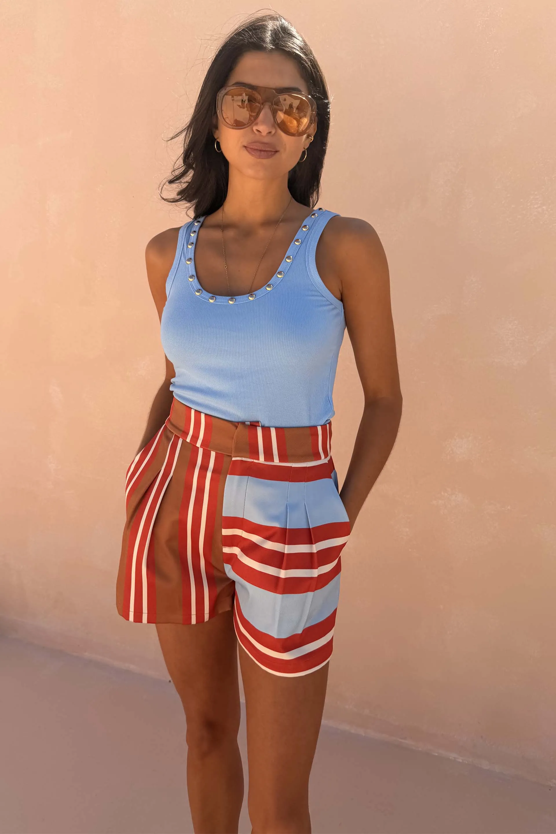 Multi Stripe Tate Shorts sold by Never Fully Dressed product image thumbnail 5